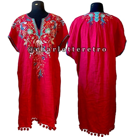 Johnny Was • Red Linen ARIEL Tunic Dress - Picture 1 of 10